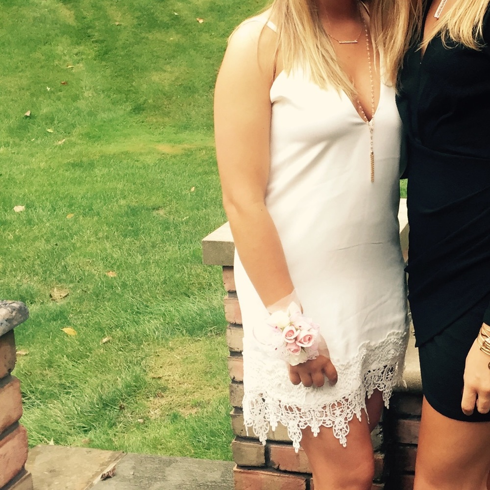 White dress with cris cross back straps